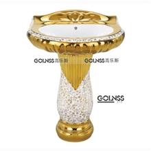 优质供应高档奢华卫浴洁具G-A303-K立柱盆精品质电镀艺术盆