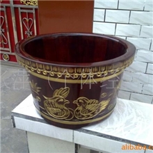 供应仿古雕刻描金工艺浴足桶
