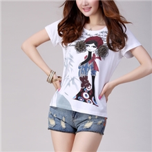 甜美夏装2013新款修身显瘦镶钻大码T恤胖mm时尚女装短袖特价清仓