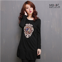 2013秋冬装新款加肥加大码女装长袖连衣裙胖mm服装代理批发M0362