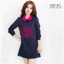 2013秋冬新品胖mm服装娃娃领宽松加大码时尚女装连衣裙批发E0277