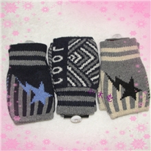 韩版男士羊绒加厚露指保暖手套手套批发