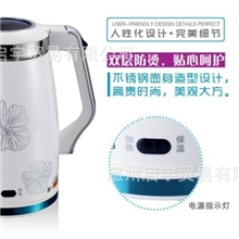 厂家批发新款洋声电热水壶双层不锈钢居家酒店宾馆保温快速外贸