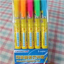 5色可洗固体荧光笔/固体蜡笔/绘画彩棒/水溶性蜡笔（新品热卖）