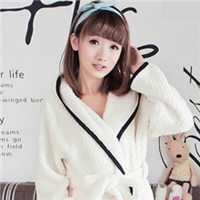 新款秋冬季情侣男女法兰绒菠萝纹网格卡通多色睡袍家居休闲装