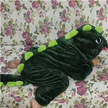 珊瑚绒恐龙儿童卡通动物连体睡衣秋冬加厚可爱长袖连帽男女套装