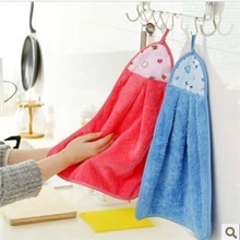 加厚柔软吸水成人儿童擦手巾厨房挂式挂绳可爱卡通擦手抹手毛巾