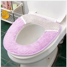 炫彩条纹加厚PU皮防水底马桶垫加绒短毛O型坐便垫