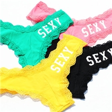 维多利亚的秘密内裤少女生纯棉低腰丁字裤字母蕾丝可爱性感