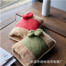 悠悠正品热水袋暖手宝毛绒卡通防爆电暖宝双插手小碎花