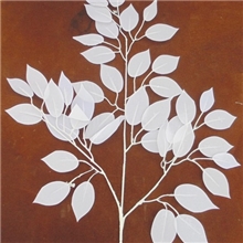 仿真单枝白色榕树叶假树叶树枝室内户外树木装饰材料批发