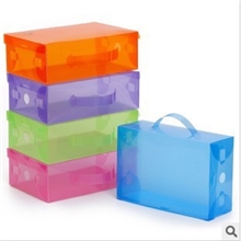 厂家现货直销手提式透明鞋盒塑料男女彩色鞋盒鞋子收纳盒批发