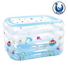 宝贝爱游透明彩绘充气方形婴幼儿游泳池儿童宝宝超大家庭款批发