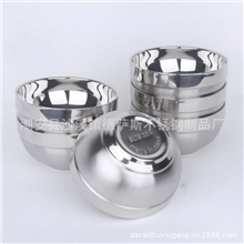 纯正304不锈钢双层沙光碗12CM双层隔热不锈钢碗家庭必用双层碗