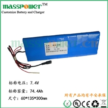 按需定制18650大容量电池组7.4V74.4Ah锂电池，锂电池组
