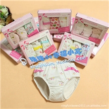 儿童内裤外贸韩国原单盒装女童纯棉内裤有机棉三角内裤厂家直销