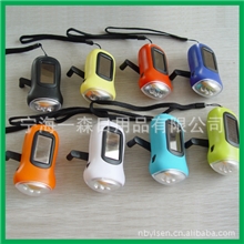 厂家直供3灯太阳能手摇手电筒,太阳能发电手电筒，太阳能礼品电筒