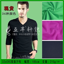 供应32支CVC双面布料涤棉针织双面汗布针织polo衫面料批发