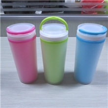 400ML塑料双层杯随身创意礼品促销隔热防烫防漏磨砂