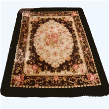 安吉绿宁欧式古典棕色印花珊瑚绒地毯