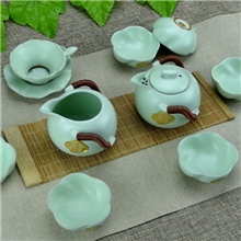 厂家供应汝窑茶具套装正品开片汝瓷特色汝窑茶杯功夫茶具