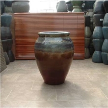 【启典陶艺】斜网纹红陶盆景观陶罐陶烧花盆暗红窑釉变陶罐