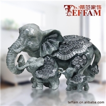 生产销售母子三象树脂工艺品各种动物树脂吉祥摆件