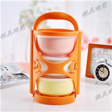 保鲜碗色釉保鲜碗套三提篮保鲜碗碗套装密封镁质锐美陶瓷