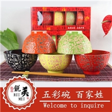 五彩碗和风日韩餐具潮州色釉锐美陶瓷百家姓面碗