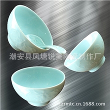 龙泉青瓷浮雕瓷4.75"直口碗酒店餐具色釉陶瓷餐具