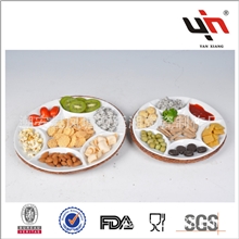 供应精美陶瓷格盘干果盘多格陶瓷格盘干果盘零食盘配藤蓝