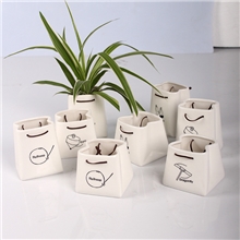 厂家直销zakka杂货可挂陶瓷收纳盒陶瓷纸袋创意家居花盆花器