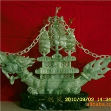 厂家批发62CM玉龙船一帆风顺玉雕工艺品