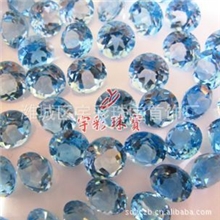 供应天然蓝黄玉瑞士蓝托帕石圆形7mm厂家直销