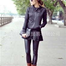 2013秋冬新款欧美范爆款显瘦原单保暖显瘦黑色仿皮加绒加厚打底裤