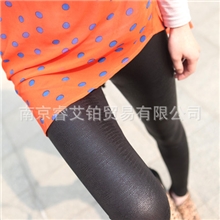 【新款】2013秋冬欧美范必备爆款显瘦黑色裂纹蛇皮女士时尚打底裤