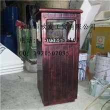 仿古方形垃圾桶古色古香垃圾桶怀旧垃圾桶博物馆垃圾桶仿真