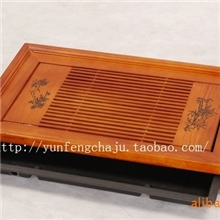 供应云丰实木茶盘柏木茶盘抽屉式/排水式-206