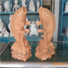 加工定做石雕工艺品汉白玉手工机械各种鱼