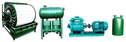 真空永磁过滤机的工作是给料、吹矿和吸附成饼、脱水、卸料、清洗