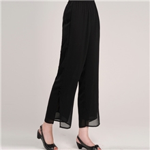 批发妈妈裤子夏季真丝裤中老年九分裤松紧加肥加大裤阔腿裤