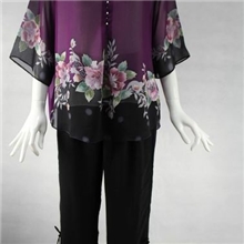 一件代发女装100%桑蚕丝真丝７分袖上衣T恤加肥加大妈妈装z-017