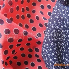 印花假捻丝弹力雪纺雪纺圆点印花面料【仿真丝专业印花工厂】