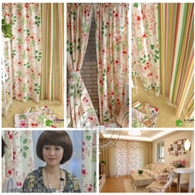 主持人李静推荐的田园布艺窗帘定做条纹碎花印花樱花加厚帆布