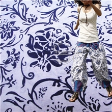 厂家特价促销经典青花瓷印花棉麻布料女装裤料连衣裙衬衫面料