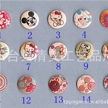 优质低价纽扣木纽扣钮扣彩绘印花15mm儿童卡通木扣子量大从优