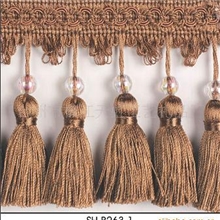 供应窗帘花边流苏吊穗头排须花边流苏珠边珠串人造丝涤纶