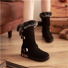 2013冬季新款加绒保暖短靴粗跟厚底女靴子防水台奢华毛边单靴子