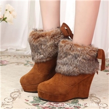 冬季新款欧美雪地靴女鞋子毛毛中筒靴保暖冬靴保暖棉靴女靴子