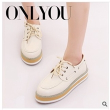 金冠特英伦学院风复古防水台厚底松糕鞋坡跟系带四季潮单鞋女鞋子